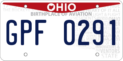 OH license plate GPF0291