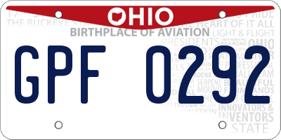 OH license plate GPF0292