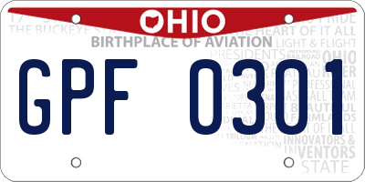 OH license plate GPF0301