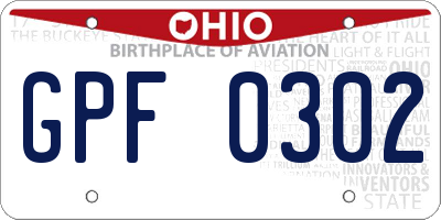 OH license plate GPF0302