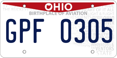 OH license plate GPF0305