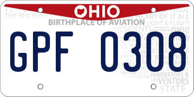 OH license plate GPF0308