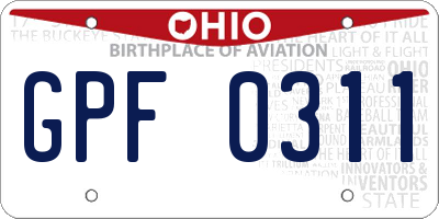 OH license plate GPF0311