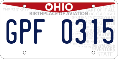 OH license plate GPF0315