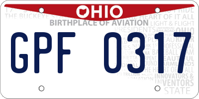 OH license plate GPF0317