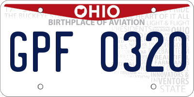 OH license plate GPF0320