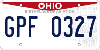 OH license plate GPF0327
