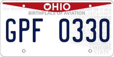 OH license plate GPF0330