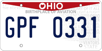 OH license plate GPF0331