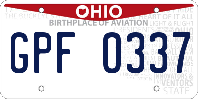 OH license plate GPF0337