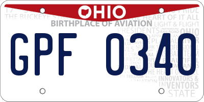 OH license plate GPF0340