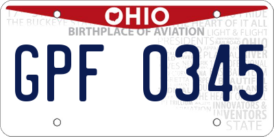 OH license plate GPF0345