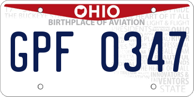 OH license plate GPF0347