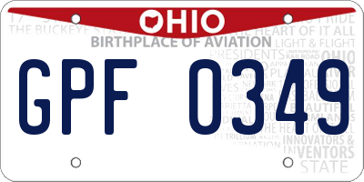OH license plate GPF0349