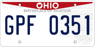 OH license plate GPF0351