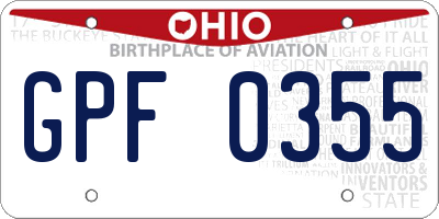 OH license plate GPF0355