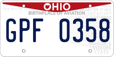 OH license plate GPF0358