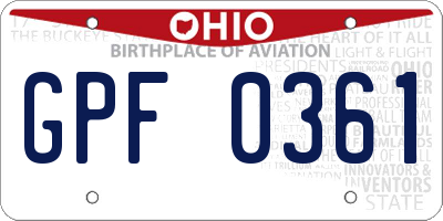 OH license plate GPF0361
