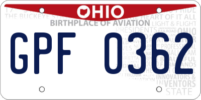 OH license plate GPF0362