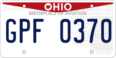OH license plate GPF0370