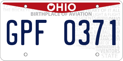 OH license plate GPF0371