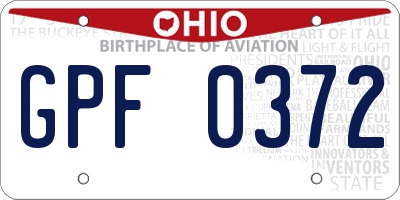 OH license plate GPF0372