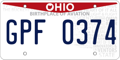 OH license plate GPF0374