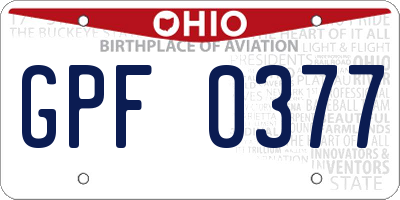 OH license plate GPF0377