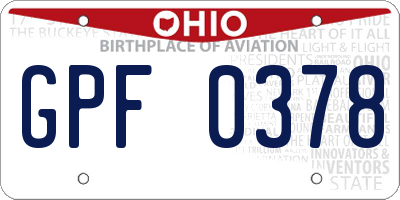 OH license plate GPF0378