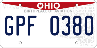 OH license plate GPF0380