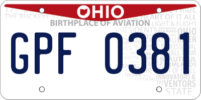 OH license plate GPF0381