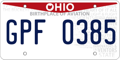 OH license plate GPF0385