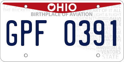 OH license plate GPF0391