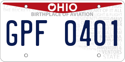 OH license plate GPF0401