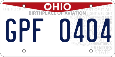 OH license plate GPF0404