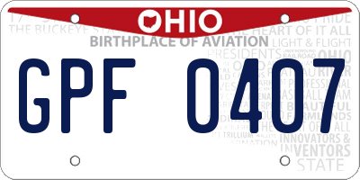 OH license plate GPF0407