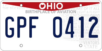 OH license plate GPF0412