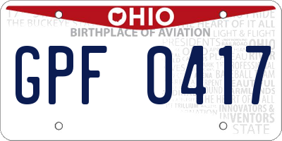 OH license plate GPF0417