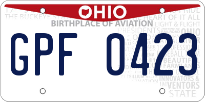 OH license plate GPF0423
