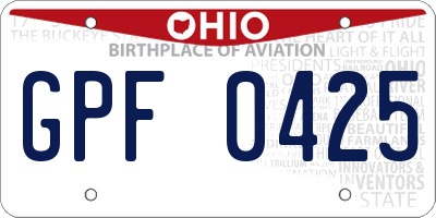 OH license plate GPF0425