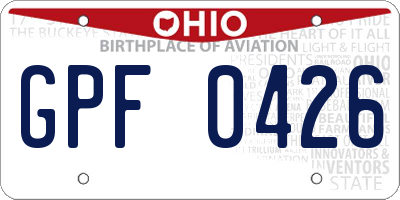 OH license plate GPF0426