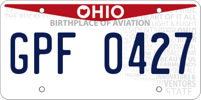 OH license plate GPF0427