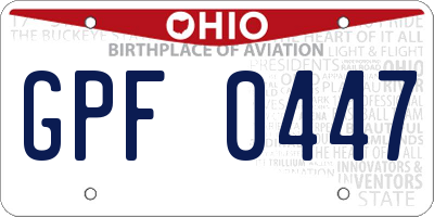 OH license plate GPF0447
