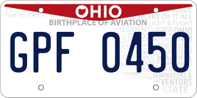 OH license plate GPF0450