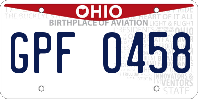 OH license plate GPF0458