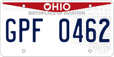 OH license plate GPF0462