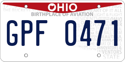 OH license plate GPF0471