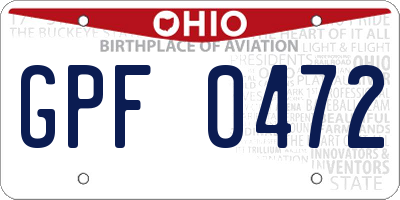 OH license plate GPF0472
