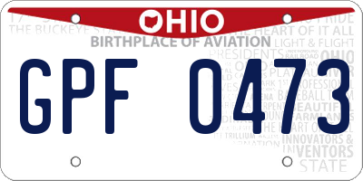 OH license plate GPF0473