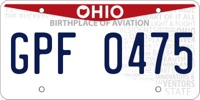 OH license plate GPF0475